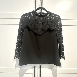Sezane women’s black lace blouse
